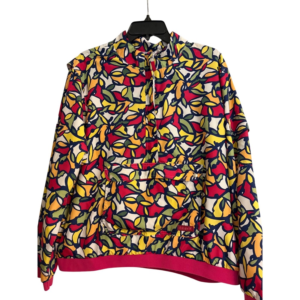 Lizgolf Windbreaker XL Multicolor Abstract, Retro, Golf, Lightweight, Vented